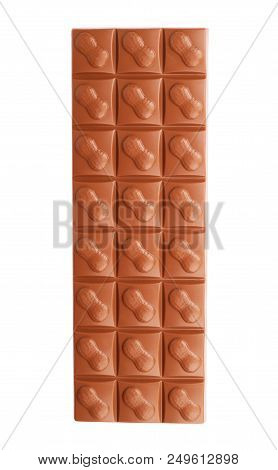 Chocolate Bar Isolated On White Background Nobody, View, Horizontal, Close-up, Macro, Copy, Space, I