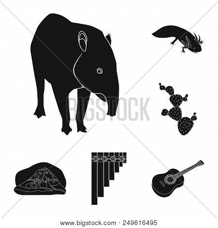 Country Mexico Black Icons In Set Collection For Design. Mexico And Landmark Vector Symbol Stock  Il
