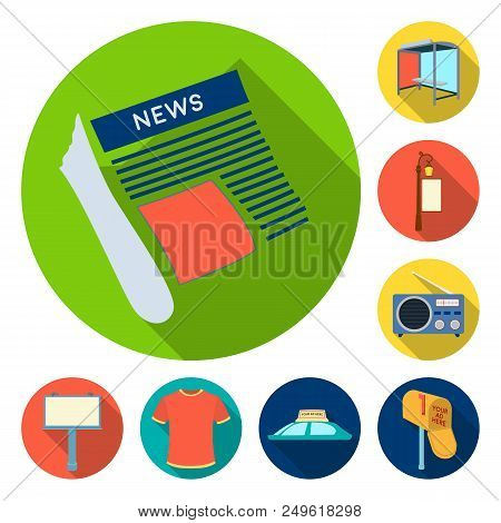 Production Of Advertising Flat Icons In Set Collection For Design. Advertising Equipment Vector Symb