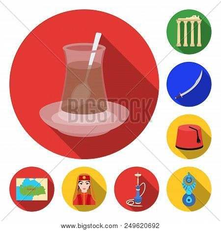 Turkey Country Flat Icons In Set Collection For Design.travel And Attractions Vector Symbol Stock  I