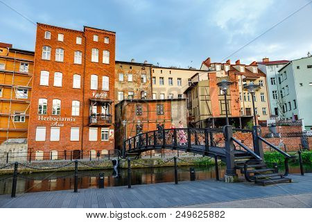 Bydgoszcz, Poland, May 31, 2018: Architecture Of Mill Island In Bydgoszcz City At Brda River, Poland