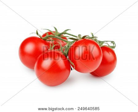 Bunch Of Cherry Tomatoes Isolated On White Background