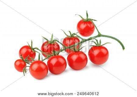 Bunch Of Cherry Tomatoes Isolated On White Background