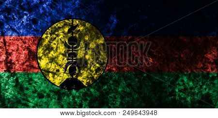 Flnks Grunge Flag On Old Dirty Wall, New Caledonia