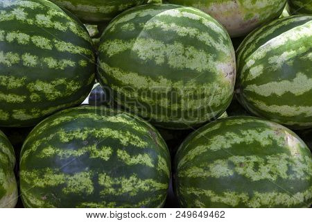 Market Counter With Delisios Watermelons.