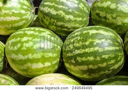 Market Counter With Delisios Watermelons.