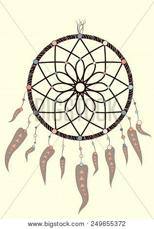 Dream Catcher Boho Native American Indian Talisman Dreamcatcher. Clothes Ethnic Tribal Design. Magic