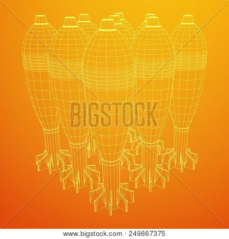 Missile, Nuclear Bomb Or Mortar Mine Wireframe Low Poly Mesh Vector Illustration