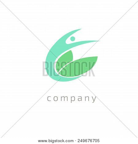 Vector Illustration, Graphic Design Editable Design. Happy People With Leafl Logo. Fitness, Sport We