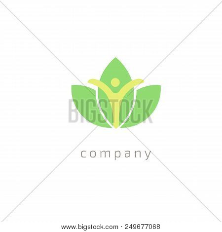 Vector Illustration, Graphic Design Editable Design. Happy People With Leafl Logo. Fitness, Sport We