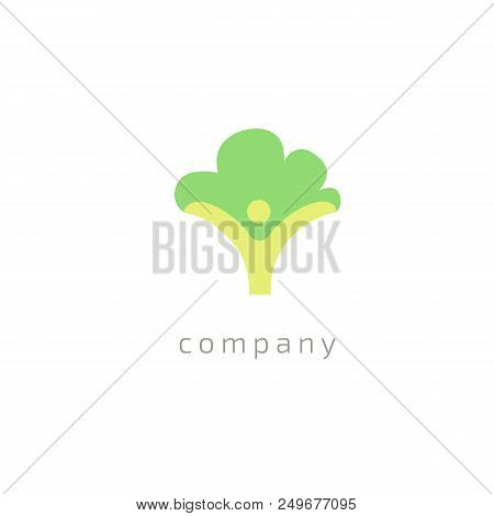 Vector Illustration, Graphic Design Editable Design. Happy People With Leafl Logo. Fitness, Sport We