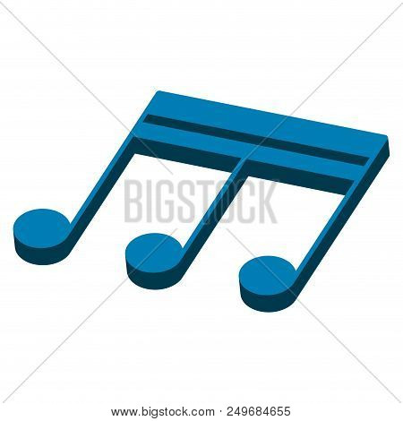 Isometric Sixteenth Musical Note. Beamed Note. Vector Illustration Design