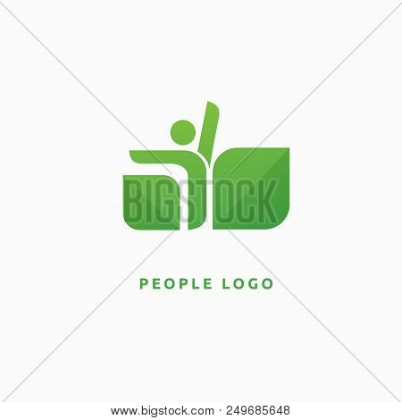 Vector Illustration, Graphic Design Editable Design. Happy People With Leafl Logo. Fitness, Sport We