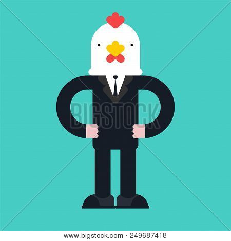 Boss Chicken. Businessman  Rooster. Cock Manager. Vector Illustration.