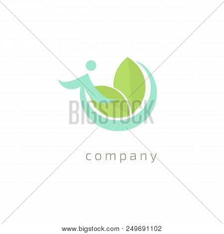 Vector Illustration, Graphic Design Editable Design. Happy People With Leafl Logo. Fitness, Sport We