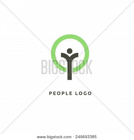 Vector Illustration, Graphic Design Editable Design. Happy People With Leafl Logo. Fitness, Sport We
