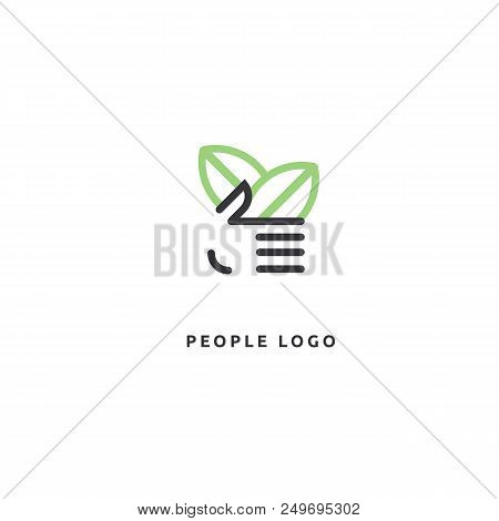 Vector Illustration, Graphic Design Editable Design. Happy People With Leafl Logo. Fitness, Sport We
