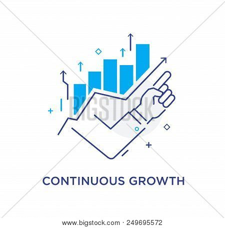 Businessman Finger Pointing Upwards. Vector Eps 10. Growth Chart. Training Business School. Stock Ve