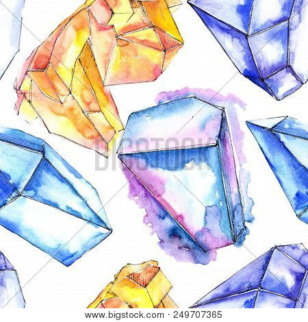 Colorful Diamond Rock Jewelry Mineral.seamless Background Pattern. Fabric Wallpaper Print Texture. G