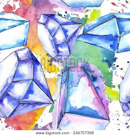 Colorful Diamond Rock Jewelry Mineral.seamless Background Pattern. Fabric Wallpaper Print Texture. G