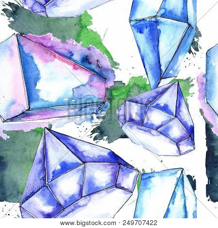 Colorful Diamond Rock Jewelry Mineral.seamless Background Pattern. Fabric Wallpaper Print Texture. G