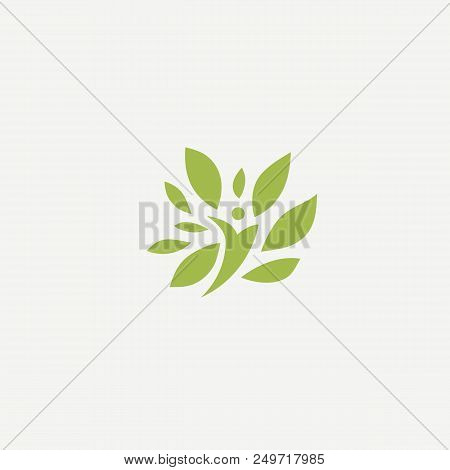 Vector Illustration, Graphic Design Editable Design. Happy People With Leafl Logo. Fitness, Sport We