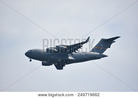 Chicopee, Ma - Jul 14: C-17 Globemaster Iii At The 2018 Great New England Airshow At Westover Air Re