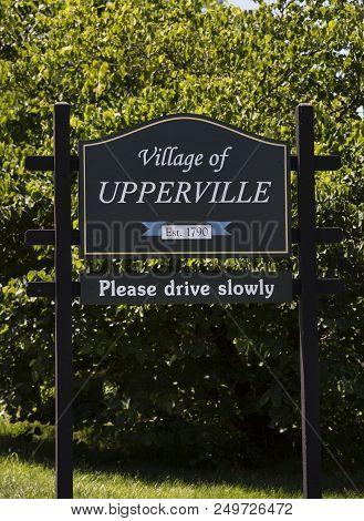 Welcome Sign To The Town Of Upperville Virginia In Fauquier County.
