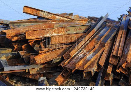 Rusty Steel Metal Bars. Scrap-iron.