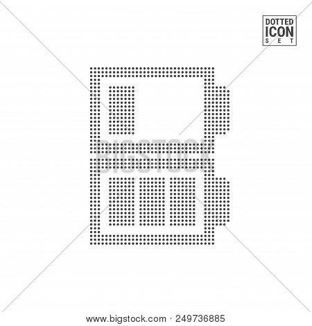 Batteries Dot Pattern Icon. Batteries Dotted Icon Isolated On White Background. Vector Illustration 