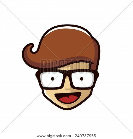 Cheerful Geek Illustration Vector On White Background
