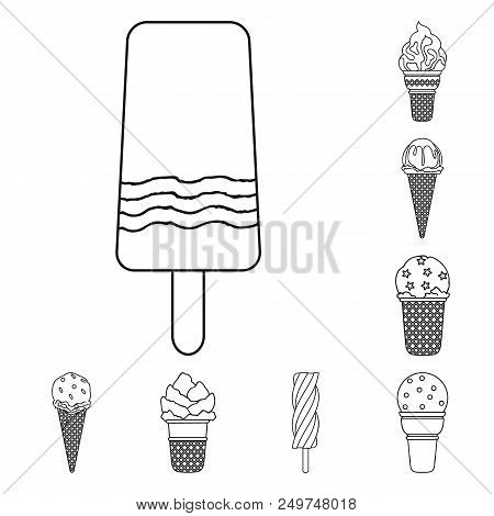 Different Ice Cream Outline Icons In Set Collection For Design. Dessert And Sweetness Vector Symbol 