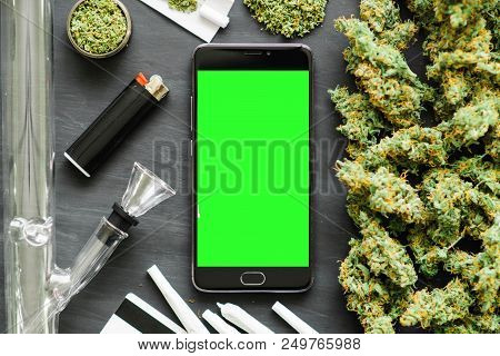 Grinder A Lot Ofx Marijuana, Fresh Buds Of Cannabis Many Weed. Copy Spase Copy-space