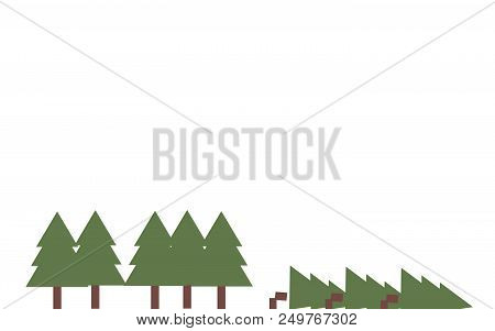 Line Of Green Trees With White Background