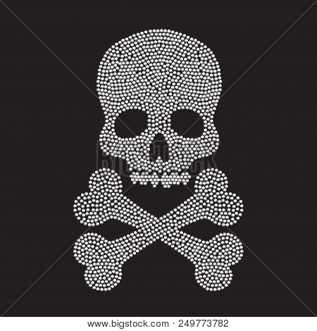 White Diamond Silhouettes Of Human Skull On Black Background