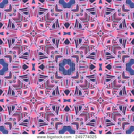 Vector Seamless Ethnic Pattern With Axial Symmetry. Can Be Used For Fabric, Textile, Packaging Paper