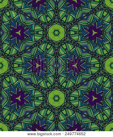 Vector Seamless Ethnic Pattern With Axial Symmetry. Can Be Used For Fabric, Textile, Packaging Paper