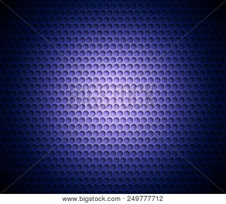 Blue Abstract Background With Metal Background. Grid Of Round Cells. Background With 3d Effect For B