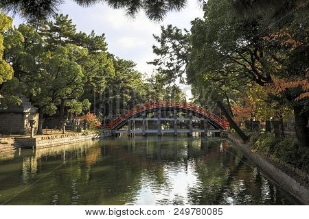 Arch Bridge Architecture At Sumiyoshi Taisha Shrine In Osaka Japan