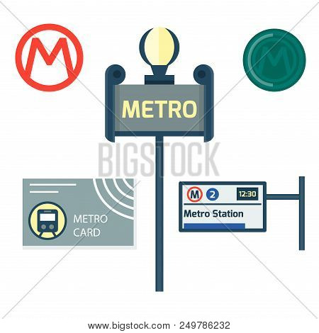 Metro Station Vector Illustration. Transportation Modern Railroad Trip Transit Tunnel Vehicle Servic