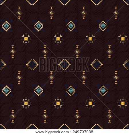 Geometric Embroidery Style. Ethnic Seamless Pattern. Abstract Background. Digital Or Wrapping Paper.