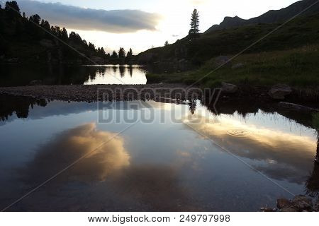 Stellune Lake. Lagorai Mountain Range In The Eastern Alps In Trentino, Italy