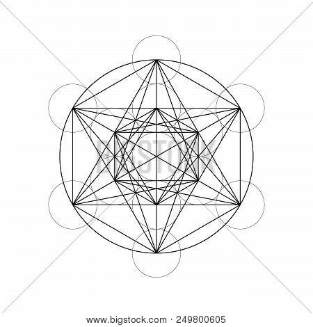 Geometrical Figures. Sacred Geometry Davids Star And Metatron Cube Vector Illustration