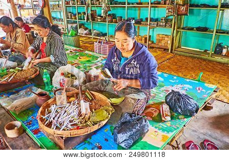 Ywama, Myanmar - February 18, 2018:  Interior Of The Cigarette Factory In Stilt House On Inle Lake, 