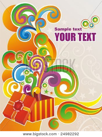 Colorful background with gift-box.