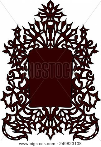 Dark Brown Doodle Ecorative Frame. Vintage Element.