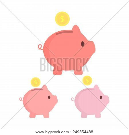 Piggy Bank With Coins. Different Tints. Saving Money Or Open A Bank Deposit Concept.