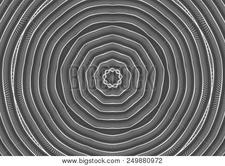 Metalic Circular Shape Like A Flower On The Gray Background