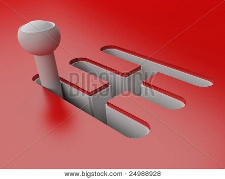 マニュアルのギアボックスを赤の背景の高品質 3 d イラスト