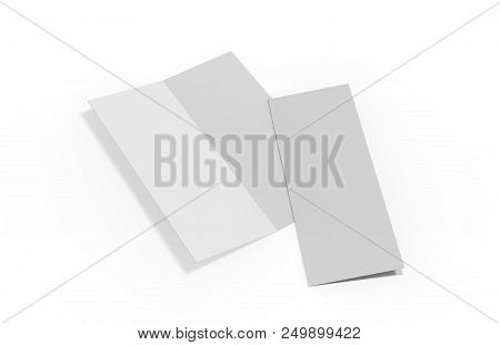 Half Fold Brochure Mock Up On Isolated White Background, 3d Illustration